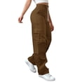 thumbnail image 3 of MSJUHEG Cargo Pants for Women Multiple Pockets Elastic Waist Cargo Pants Track Pants Stretchy Pants Joggers Streetwear Baggy Hiking Pants Oversized Fit Women's Hiking Pants Coffee XL, 3 of 9
