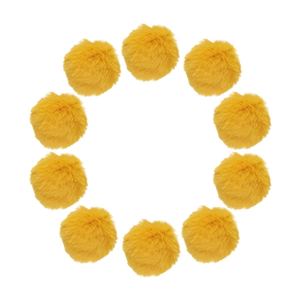 Uxcell 20 Paquete de Bolas de Pom Pom de Piel Sintética, 2 Pulgadas de Pompones Suaves y Esponjosos para Gorras, Llaveros, Bufandas, Guantes, Accesorios de Bolsas, Amarillo Oscuro