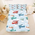 thumbnail image 5 of Erosebridal Colorful Cartoon Airplane Queen Sheet Sets,Multicolor Aircraft Theme Bed Set For Boys Kids 4 Pieces, 5 of 6