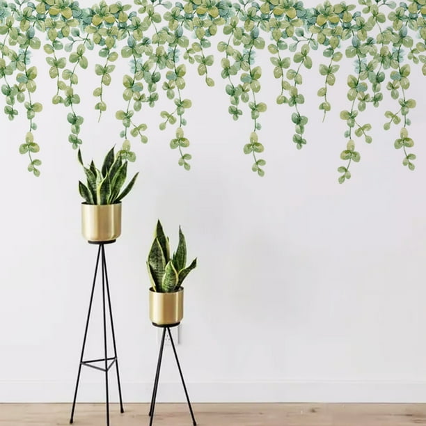 Adhesivos de Pared con Plantas y Flores de Estilo Japonés. Decoración de Pared para Habitaciones. Adhesivos de Pared Autoadhesivos.