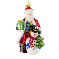 Huras Family 7.00In Bringing Joy Of Christmas To All, Glass, Santa Snowman Tree Hf962