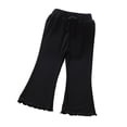 thumbnail image 2 of WOLLED Baby Girls Summer Ribbed Flare Leggings Pants Toddler Spring Knit Bell Bottoms Solid Color Elastic Waist Ruffle Leggings Flared Cotton Pants Trousers for 1-6Y, 2 of 11