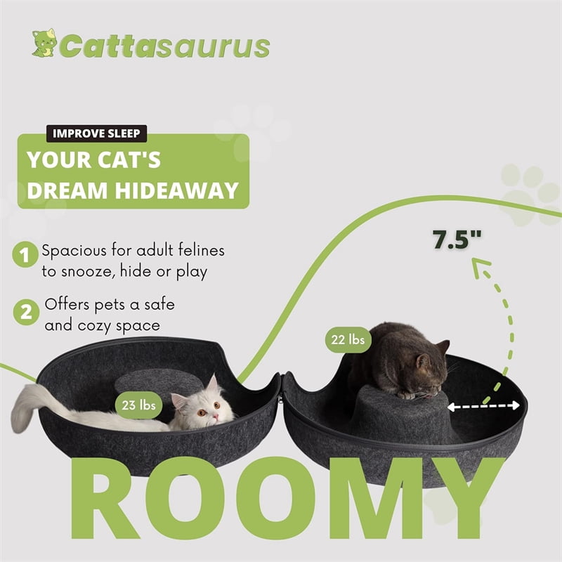20in Cat Tunnel Bed, Scratch-resistant Donut Cat Bed, Can Accommodate Medium, Small and Large Cats, Detachable and Washable（Light grey）