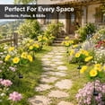 thumbnail image 5 of Rirool Solar Camellia Flower Garden Stake Lights, 7 Heads Outdoor Solar Lights Waterproof, Warm White Decorative Lights for Yard Lawn Patio Pathway, Yellow 2 Pack, 5 of 8