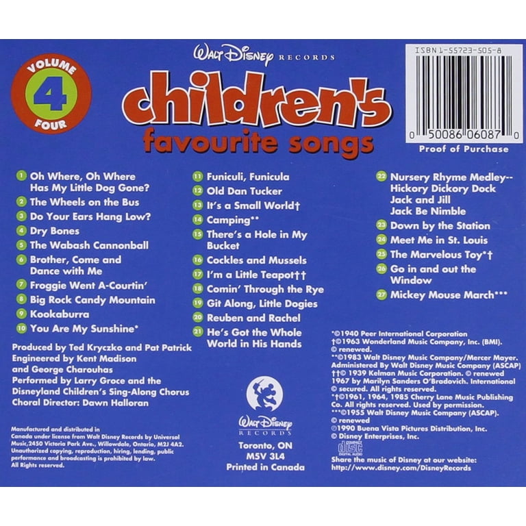 Walt Disney Records : Childrens Favorite Songs, Vol. 4 (Audio CD