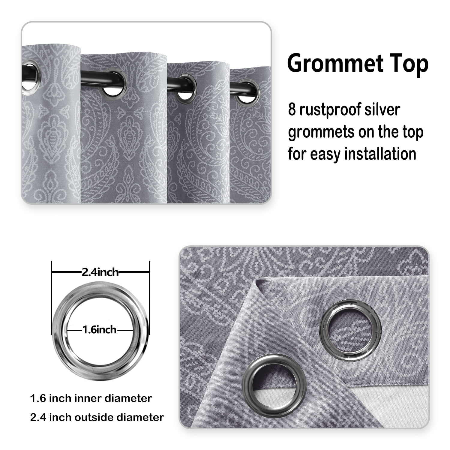 JIUZHEN Ombre Blackout Curtains 84 Inch - Gradient Thermal Insulated Room Darkening Drapes for Bedroom/Living Room, Set of 2 Panels, 52 x 84 Inch Length, Gray