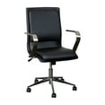 thumbnail image 2 of Emma + Oliver Modern Black Faux Leather Upholstered Mid-Back Home Office Chair with Arms and 5 Star Brushed Chrome Base, 2 of 12