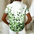 thumbnail image 4 of Women Hawaiian Button Down Shirt Soft Cool Floral Print Short Sleeve V Neck Summer Beach Tops Dark Green M, 4 of 5