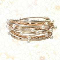 Masteelf 1Pc Fashion PU Bracelet Delicate Rhinestone Inlaid Bangle Elegant Charming Wrist Jewelry for Women Ladies Girls (Light Golden)