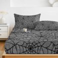 thumbnail image 6 of Twin Sze Fitted Sheet Set - Grey Halloween 2 Piece Bedding Sets 16" Deep Pocket Fitted Sheet with 1 Pillowcase, Black Spiders Net Classic Gingham Brushed Microfiber Hotel Luxury Bed Sheets, 6 of 9