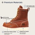 thumbnail image 3 of Stylish Classic 8" Soft Toe Mens Work Boots Leather Slip Resistant Durable Breathable Stylish Boots EU-808EE Size 7.5, 3 of 8