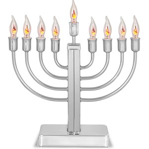 Aviv Judaica Chrome Plated Electric Menorah with Flickering