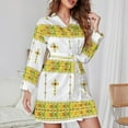 thumbnail image 3 of Ethiopian Habesha Tibeb Telet Night Robe Long Sleeve V Neck Robe With Belt Women's Sleepwear Dresses, 3 of 9