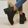 thumbnail image 5 of BLTIBY Womens Ankle Boots Low Heel Leather Versatile Round Toe Boot Fashion Elegant Waterproof Booties Black 37, 5 of 8