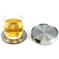 thumbnail image 1 of 6pcs Stainless Steel Drink Coasters for Home Counters, Kitchen, Dining Room, Living Room, Patio, Coffee Table, Silver, 1 of 9