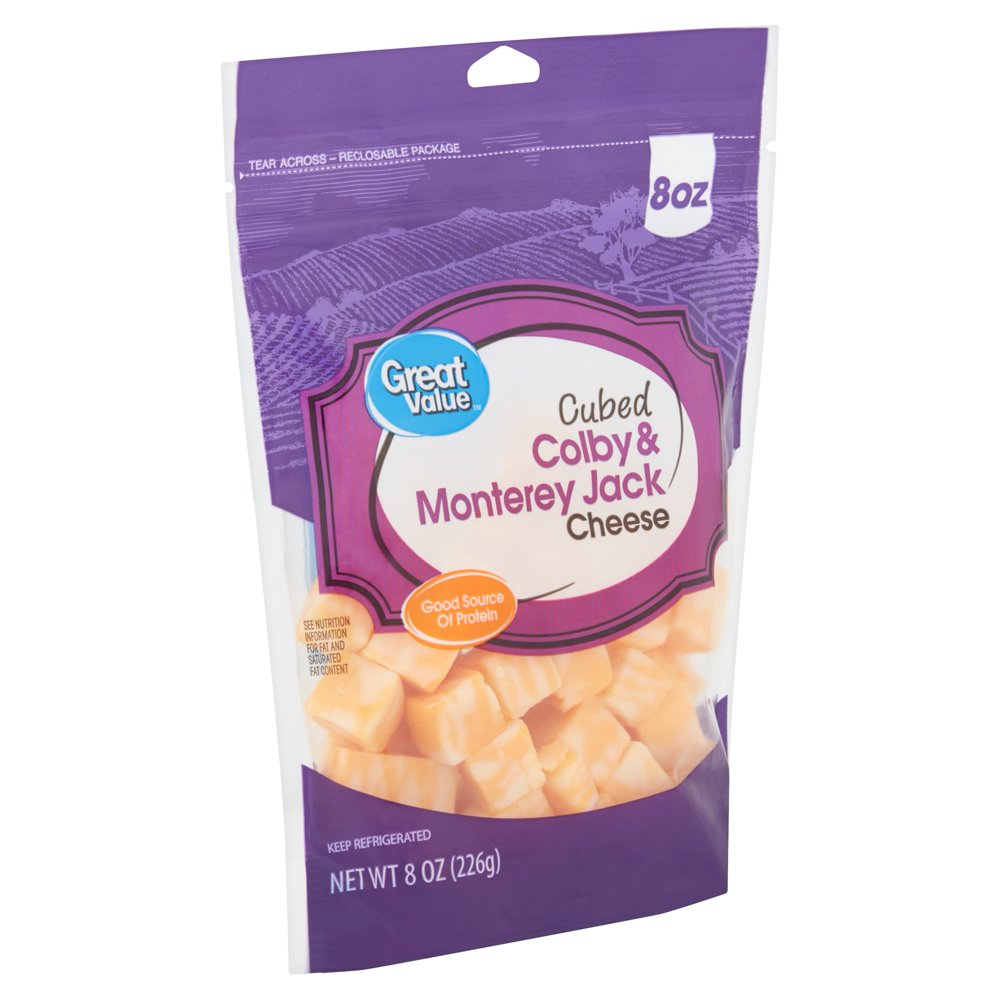 Great Value Cubed Colby & Monterey Jack Cheese, 8 oz