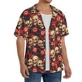 Disketp Men's Hawaiian record Skull rock Print Shirts Button Down