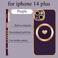 thumbnail image 2 of for iPhone 14 Plus Case Compatible with MagSafe, Luxury Love Heart Soft Phone Case, Full Camera Lens Protection Magnetic Case for iPhone 14 Plus for Women Girls (6.7") - Purple, 2 of 8