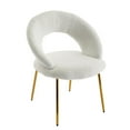 thumbnail image 5 of Hassch Contemporary Teddy Accent Dining Side Chair with Curved Back, Gold Metal Legs with Adjustable Foot Pads, Comfortable Upholstered Seat, for Home Office, Dining Room (White), 5 of 6