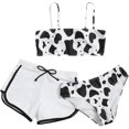 thumbnail image 1 of Trajes de baño para niñas de 3 piezas, traje de baño bikini con estampado de vaca y pantalones cortos, 1 of 5