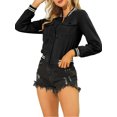 thumbnail image 6 of MODA NOVA Juniors Stand Collar Long Sleeve Zip up Flap Pocket Bomber Jacket, 6 of 6