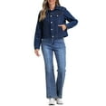thumbnail image 2 of INSPIRE CHIC Denim Jacket for Women's Casual Collar Long Sleeve Button Down Jean Denim Jacket XS Deep Blue, 2 of 6