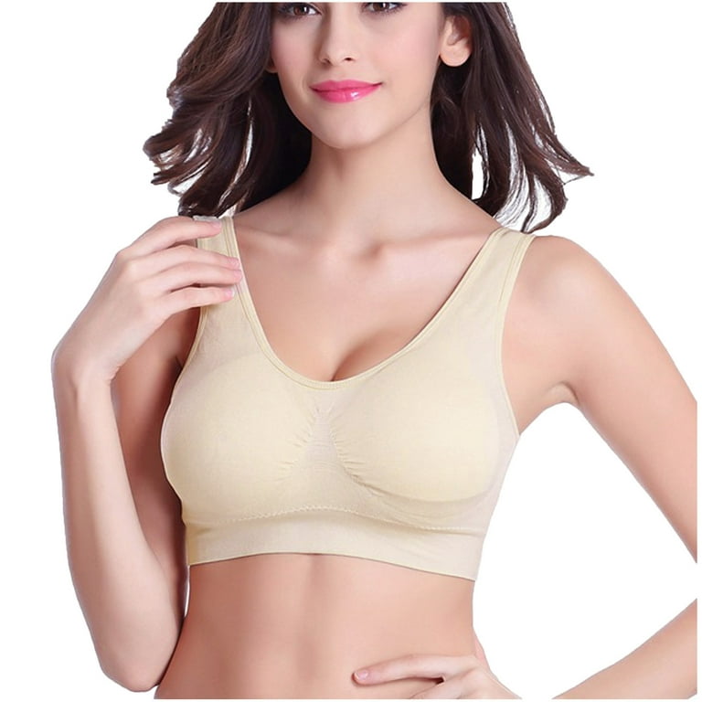TheLovely Women & Plus Comfort Seamless Crisscross Front Strappy Bralette  Sports Bra Top with Removable Pads