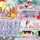 thumbnail image 5 of Falda de mesa de sauce rizado con unicornio arcoíris para baby shower, fiesta de cumpleaños, mantel esponjoso de doble capa para rectángulo (9 pies), 5 of 5