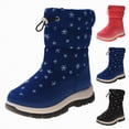 thumbnail image 6 of TAmten Boys Snow Boots Size 1 Toddler Shoes Fashion Winter Children Snow Boots for Boys and Girls Thick Soles Non Slip and Upper Mid Calf Lace up Boots for Girls|Black 1, 6 of 9