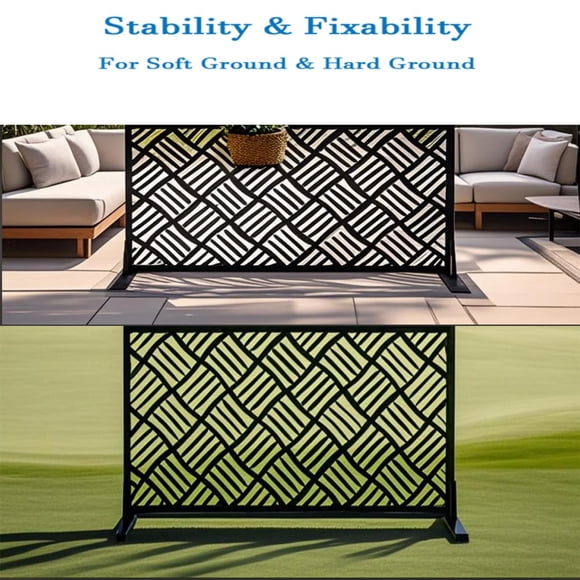 Freestanding Metal Privacy Screen 72"H x 47"W – Weather-Resistant Decorative Outdoor Privacy Fence & Garden Trellis – Heavy-Duty Rustproof Steel Panel for Balcony, Patio, Yard – Black