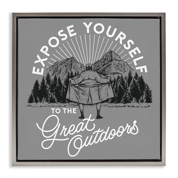 Stupell Industries Expose Yourself Funny Novelty Painting Gray Floater Framed Art Print Wall Art, 18 x 18
