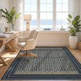 thumbnail image 3 of Design&I 8'x10' Ultra Soft Area Rug, Recycled Herringbone Geometric Vintage Border Frame Navy Mold None Fluffy Washable Non Shedding for Bedroom Living Room Under Sectional, 3 of 7