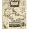 thumbnail image 2 of Homann 26x30 Gold Ornate Wood Framed with Double Matting Museum Art Print Titled - Gulf of Mexico Caribbean - Homann 1817, 2 of 4