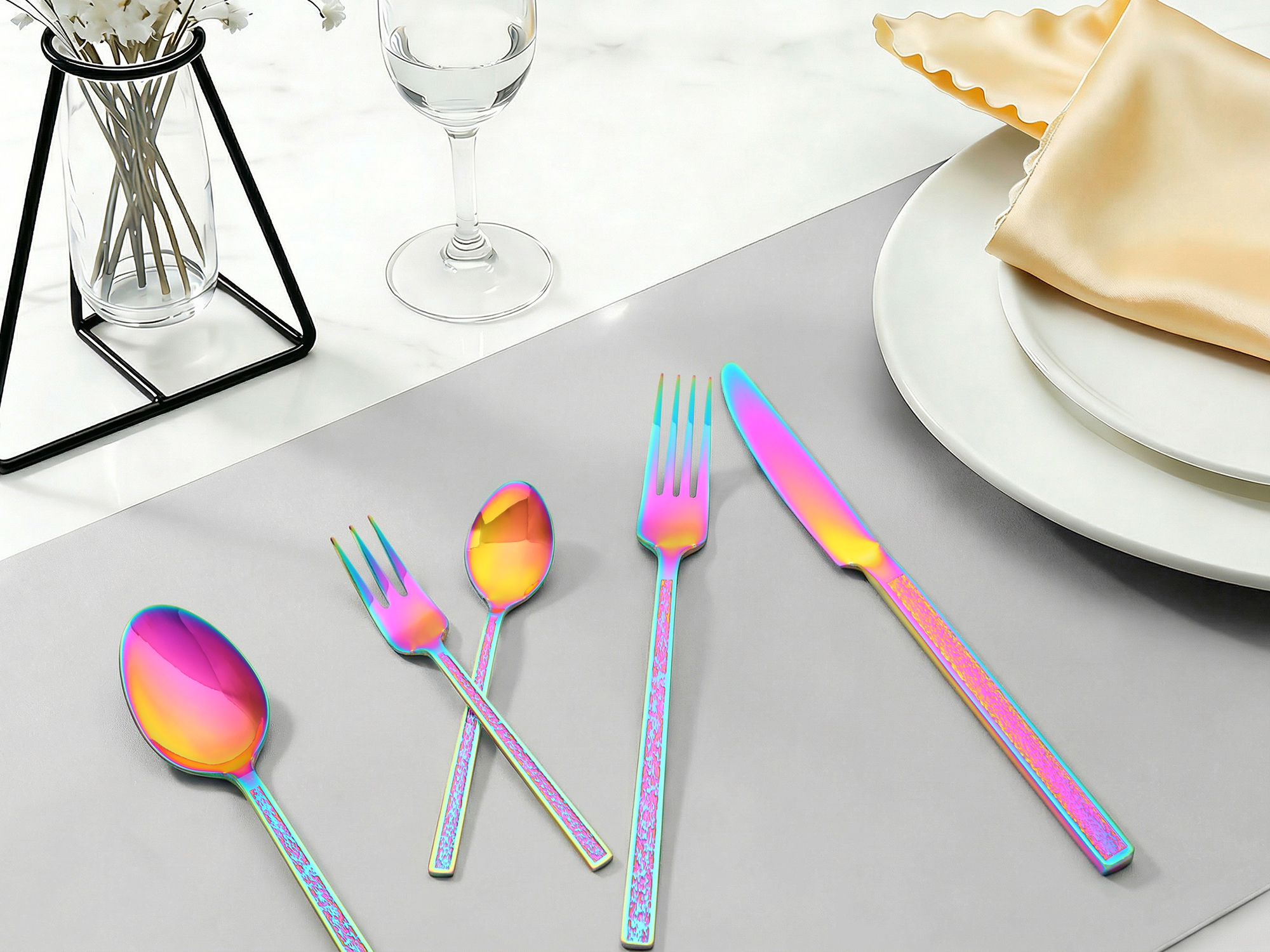 Unique Bargains 30 Pieces Stainless Steel Silverware Set for 6 Colorful
