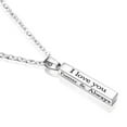 thumbnail image 2 of harmtty I Love You Letter Print Chain Couple Necklace Stainless Steel Square Bar Pendant Party Necklace,Silver, 2 of 8