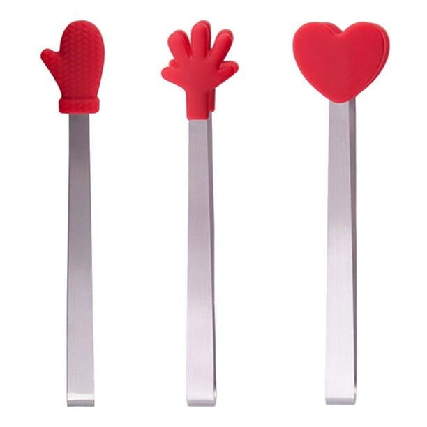 3 pinzas de acero inoxidable para azúcar, pinzas de cocina para niños, accesorios prácticos