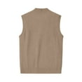 thumbnail image 5 of Resicozy Men's Sweater Vest Solid Color V Neck Sleeveless Knitted Button Down Cardigan Big and Tall Vest Light Brown 3XL, 5 of 6