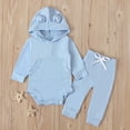 thumbnail image 2 of NAFUU Toddler Baby Girl Clothes Boys Girls Long Sleeve Hoodie Romper Bodysuit Tops+Pants Set Solid Color 2 Pieces Fall Outfits Fashion Outfit 12-18 Months, 2 of 7