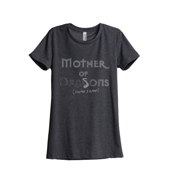 Mother Of Sons Same Same Women's Fashion Relaxed T-Shirt Tee Charcoal Grey Medium
