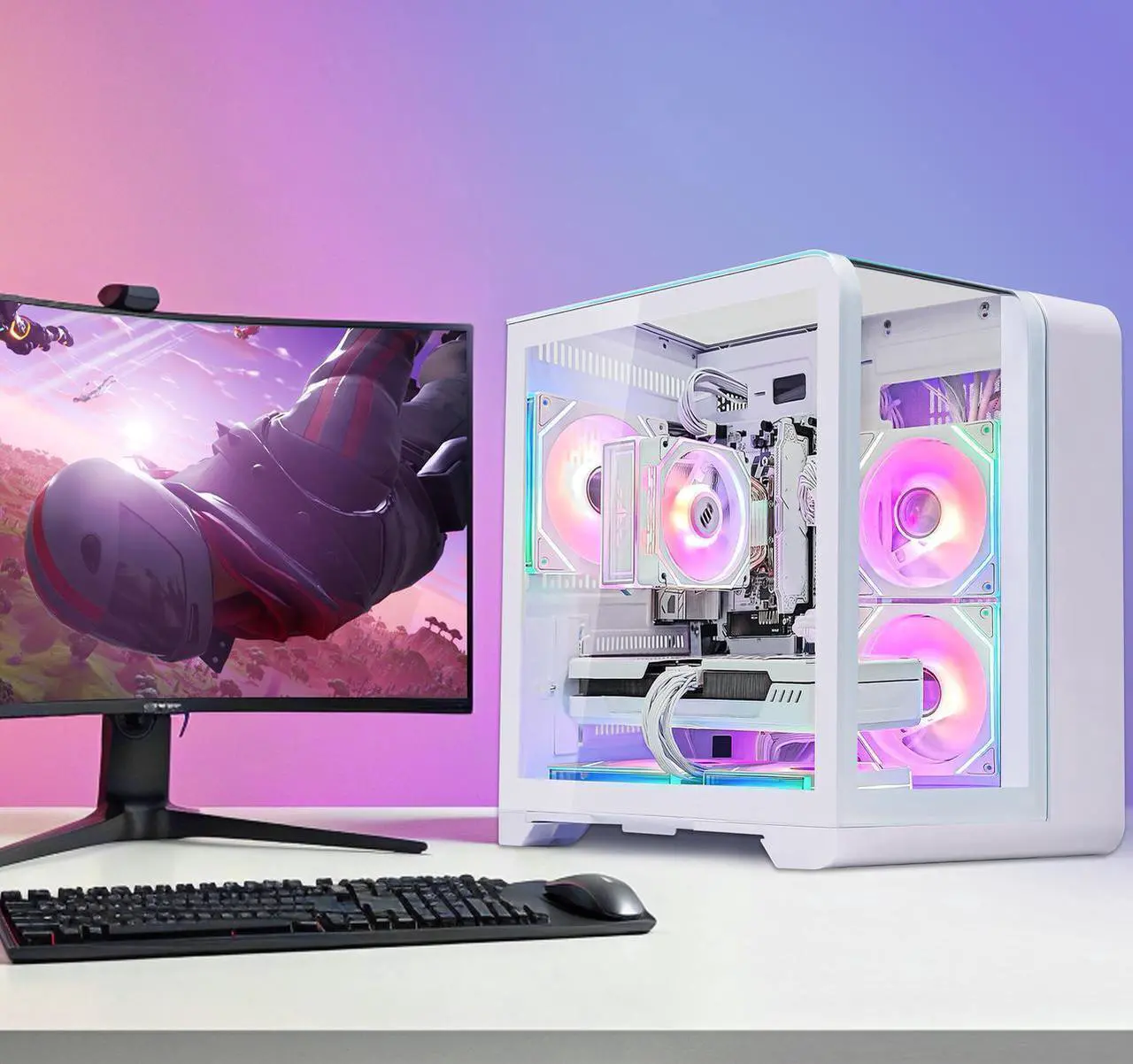 Hoengager Astral Mini Gaming PC -AMD Ryzen 5 7600X 6-Core 4.7 GHz-RTX 5060 8GB -32GB DDR5 RAM RAM-1TB PCIe SSD-RGB Fans-Windows 11 Desktop Computer