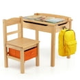 thumbnail image 1 of Gymax Kids Table and Chair Set Wood Activity Study Desk w/ Storage Drawer Hook Natural, 1 of 10