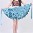 thumbnail image 4 of Xfvqtps Woman Sequin Dance Skirt Triangular Belt Belly Dancing Waist Towel Waist Chain Hip Towel Performance Skirt Sky Blue, 4 of 7