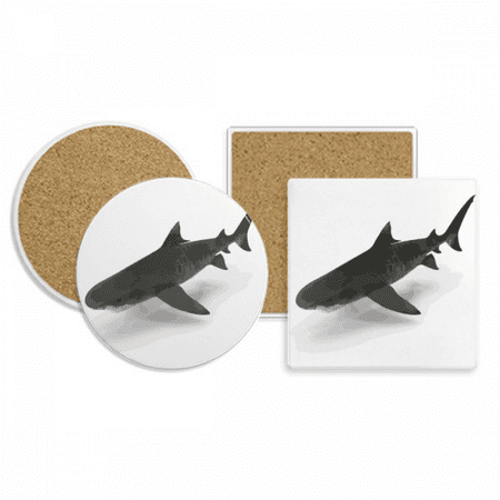

Shadow Shark Ocean Coaster Cup Mug Holder Absorbent Stone Cork Base Set