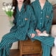 thumbnail image 2 of CAIYIER-Conjunto de pijamas para parejas, ropa de dormir con estampado de perro, a rayas, para amantes de las mujeres y los hombres, ropa de dormir de invierno, ropa de dormir Coreana de Navidad, 2 of 4