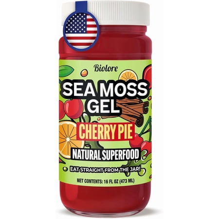 Cherry Pie Sea Moss Gel – 16oz – Raw Wildcrafted Irish Sea Moss, Packed with Essential Vitamins & Minerals, Vegan Superfood
