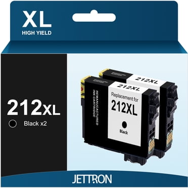 212XL Black Ink Cartridge for Epson 212 212XL T212 Ink Cartridge Black for Epson Workforce WF-2850 WF-2830 Expression Home XP-4100 XP-4105 Printer (2-Black)