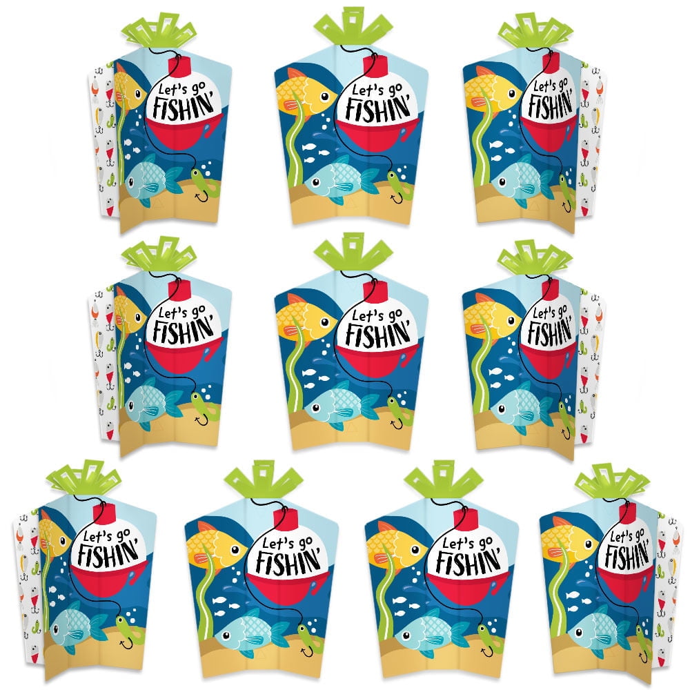 Let's Go Fishing - Table Decorations - Fish Themed Birthday Party or Baby Shower Fold and Flare Centerpieces - 10 Count