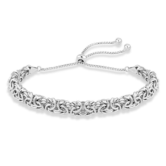 Miabella Italian 925 Sterling Silver Byzantine Bolo Bracelet for Women, Adjustable Bracelet Handmade in Italy (sterling-silver)