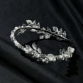 thumbnail image 3 of Zhuge Horquillas para el pelo de boda con flores para novias, peinetas con perlas de cristal,joyas con diamantes de imitación para novias, damas de honor y mujeres (plateadas), 3 of 5