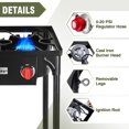 thumbnail image 5 of 3 Burners Camping Stove for Cooking Outdoor, 225,000 BTU Propane Burners with Auto Ignition Button&Removable Legs, Temperature Control Knobs and 20 PSIG High Pressure Regulator for BBQ, 5 of 7